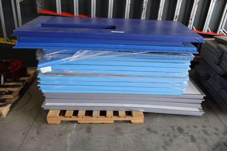 Pallet of 2.5" thick gym wall padding - 3 colors - 72" to 96" tall