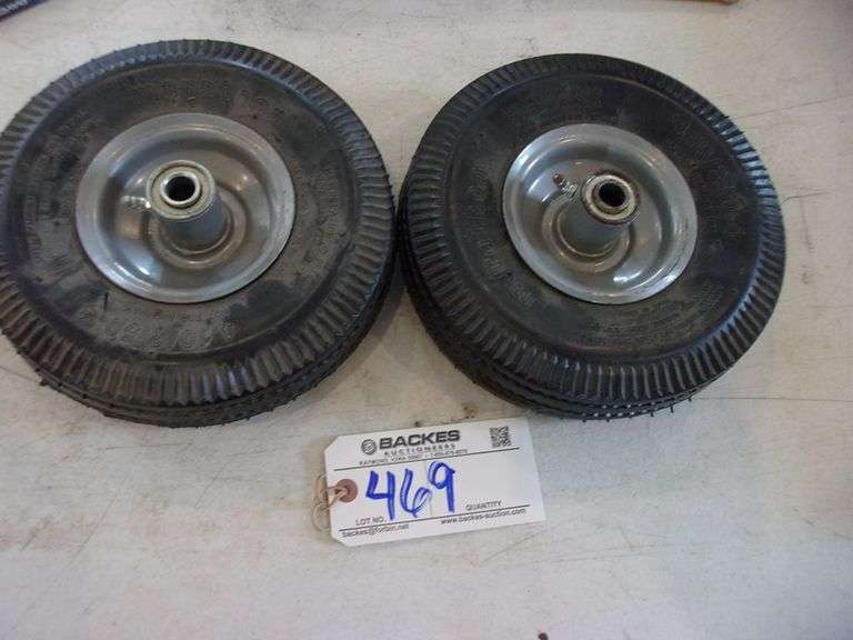 Pair of cart wheels and tires