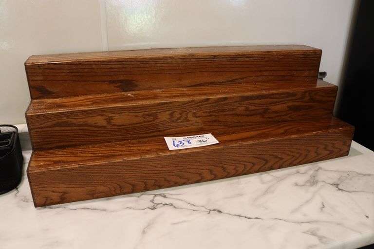 36" oak counter top 3 rail liquor display