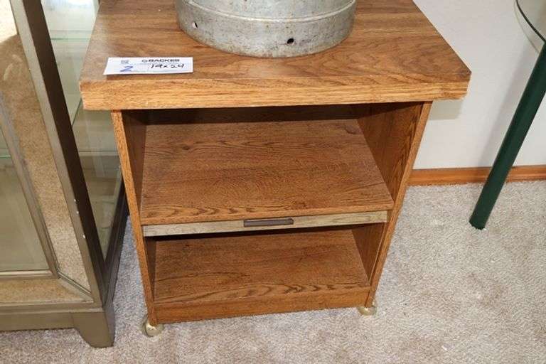 19" x 24" wood laminate portable end table - Located upstairs
