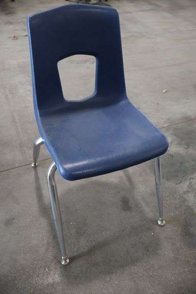 Times 14 - Chrome metal framed blue poly chairs