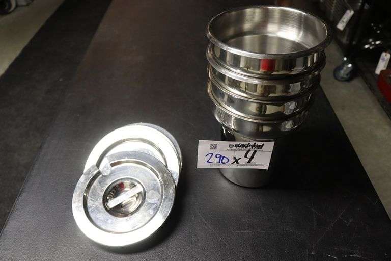 Times 4 - 7" stainless round insets with lids