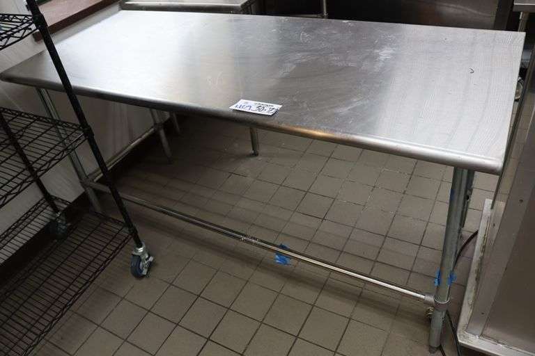 30" x 72" stainless open base work table