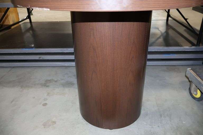 36" round wood laminate office table with heavy duty base