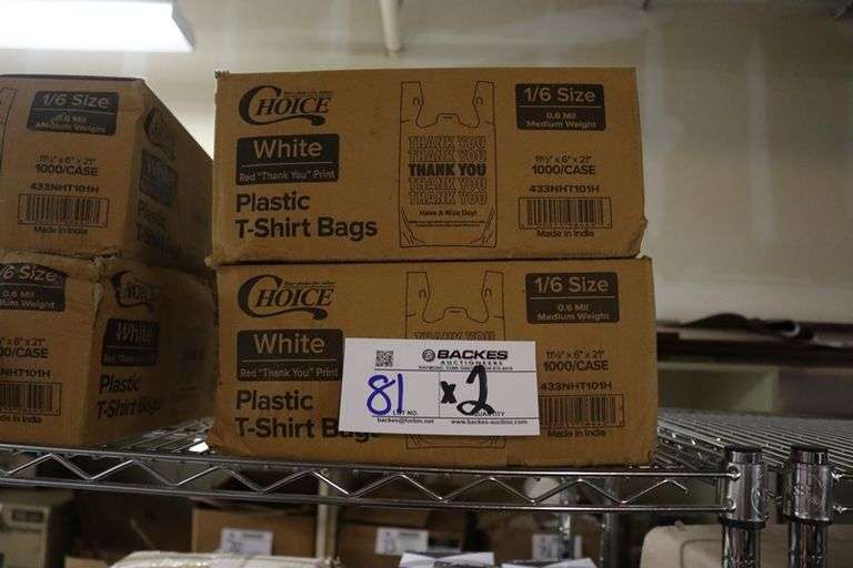 Times 2 - cases of Choice 1/6 size white plastic T-Shirt bags - 11 1/2" x 6" x 21"