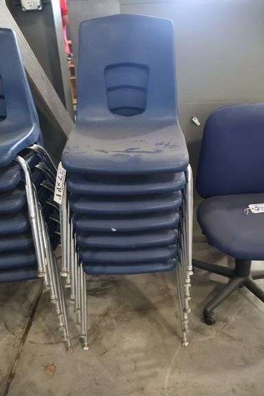 Times 14 - Chrome metal framed blue poly chairs