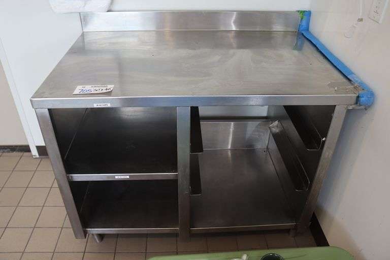 30" x 48" stainless base cabinet with back splash