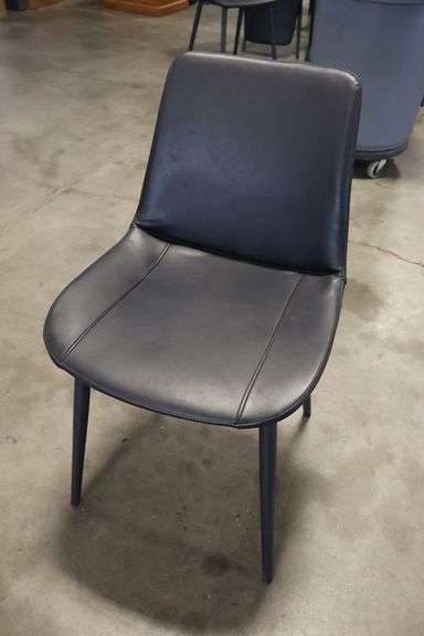 Times 12 - Black metal framed padded black vinyl dining/lounge chairs - supports up to 350# - easy to clean chairs