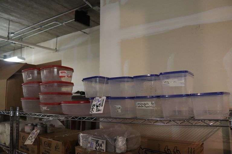 Top shelf - Tupperware and plastic containers with lids