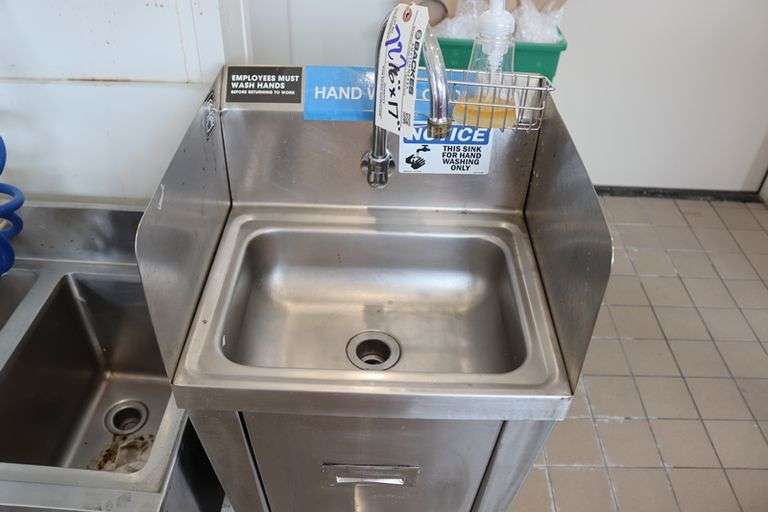 Stainless foot operated hand sink