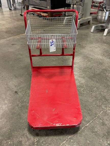Winholt 24" x 36" heavy duty red metal 4 wheel warehouse cart