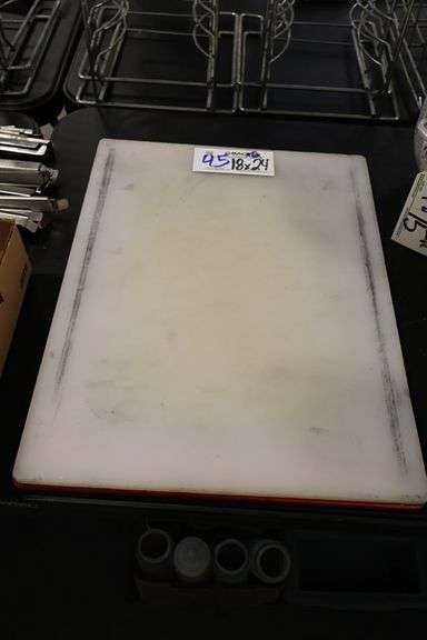 Times 2 - 18" x 24" Red & white poly cutting boards