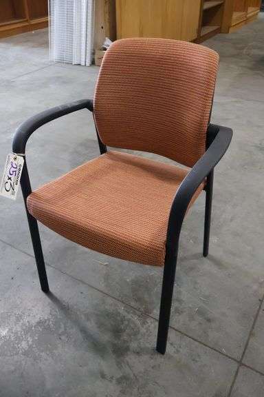 Times 3 - Allsteel metal framed orange tweed patterned armed office chairs - 2 are portable