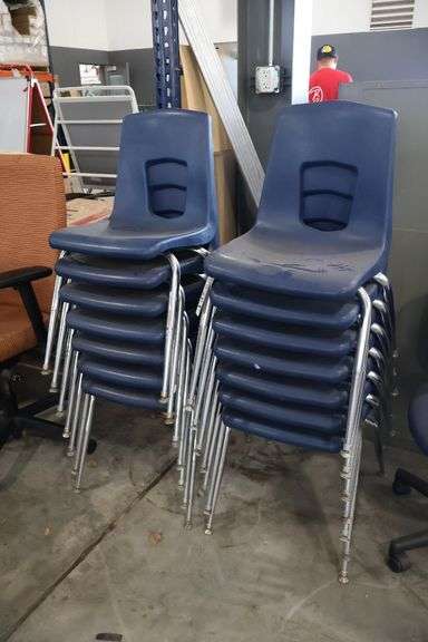 Times 14 - Chrome metal framed blue poly chairs