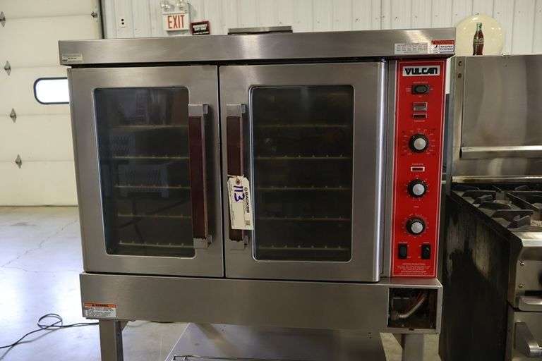 Vulcan SG4D-1 gas convection oven with stainless equipment stand - missing gas valve cover
