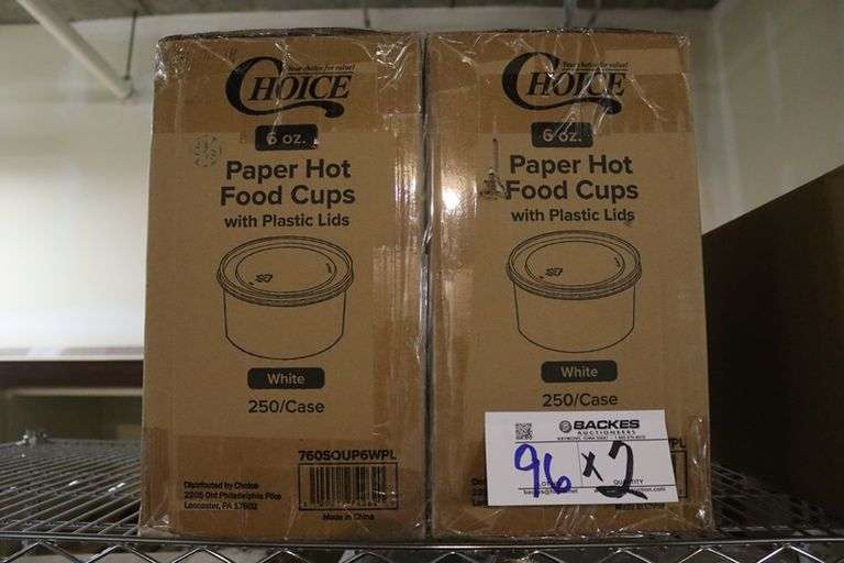 Times 2 - Cases of 6 oz paper hot food cups with lids