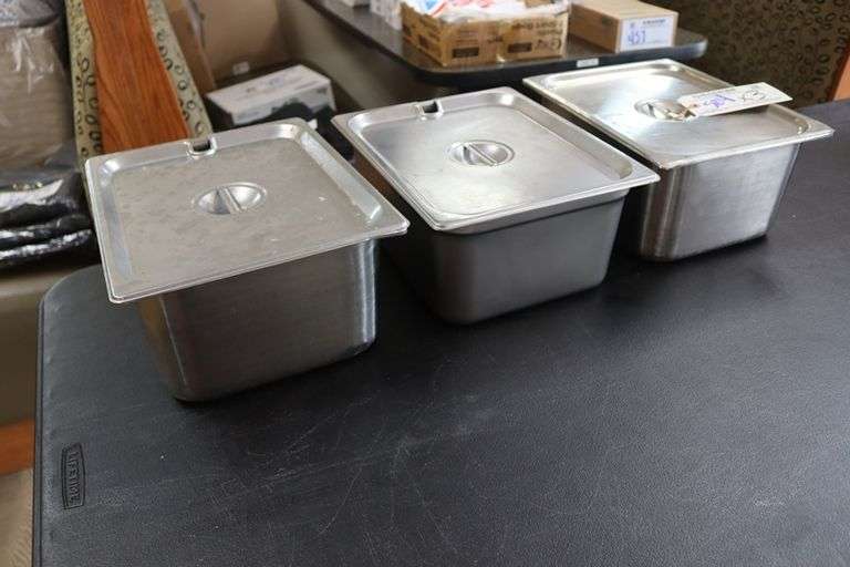 Times 3 - 1/2 x 6 stainless insets with lids