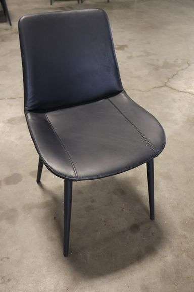 Times 12 - Black metal framed padded black vinyl dining/lounge chairs - supports up to 350# - easy to clean chairs