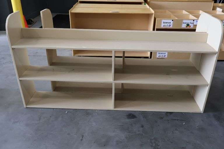 Times 2 - 64" wide x 36" tall & 72" wide x 36" tall wood book shelves