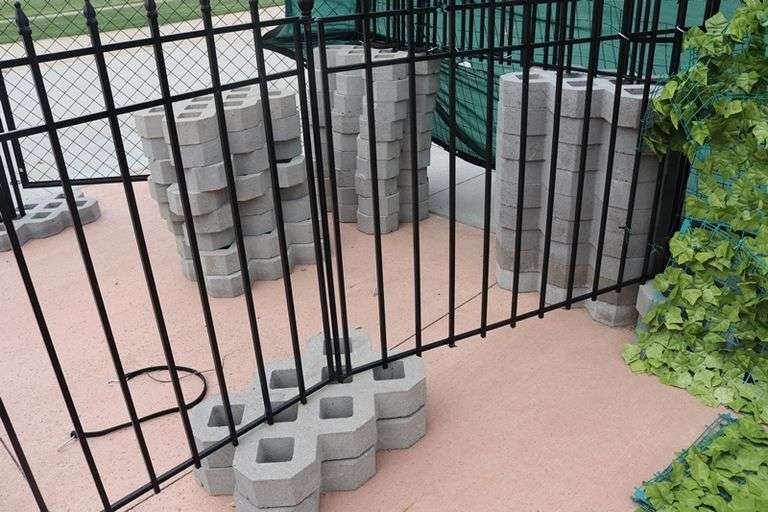 All to go concrete cross hatched decorative concrete pavers (used to hold fence) - good amount