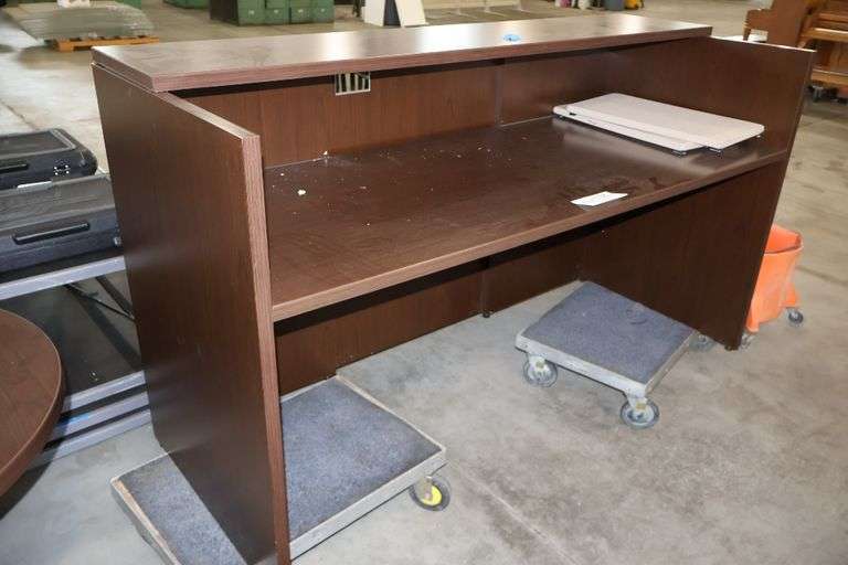 30" x 72" wood laminate front secretary's desk - nice - carts not included