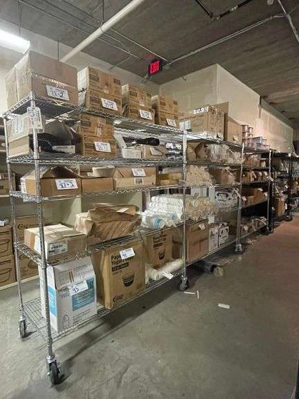 Times 3 - 24" x 60" portable chrome racks - come with some shelf covers