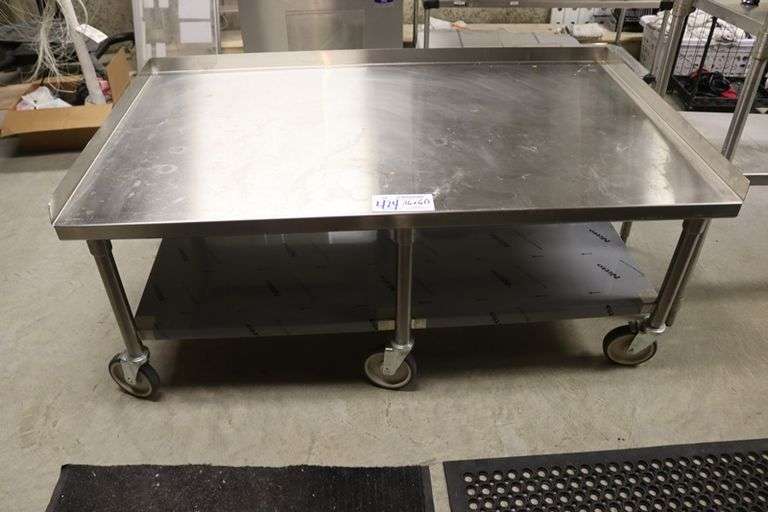 36" x 60" stainless custom made high dollar portable equipment stand - 6 castor base unit - nice