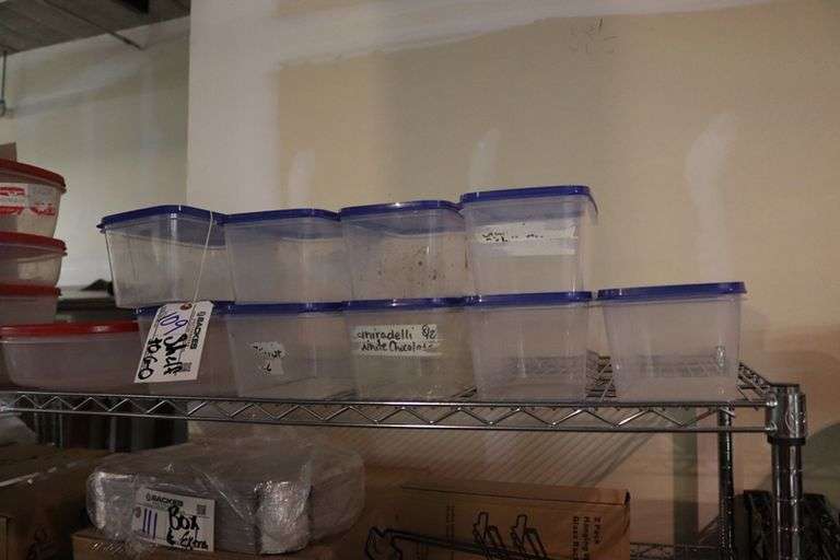 Top shelf - Tupperware and plastic containers with lids