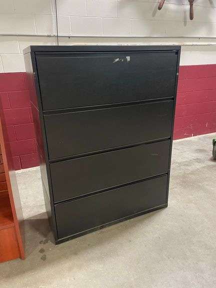 Black lateral 4 drawer filing cabinet