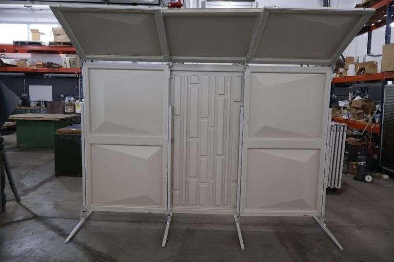 Wenger 7 panel Series 64 Travel master acoustic shells with portable transport cart - overall width is 22' - 4 panels have  frames, 3 are inserts