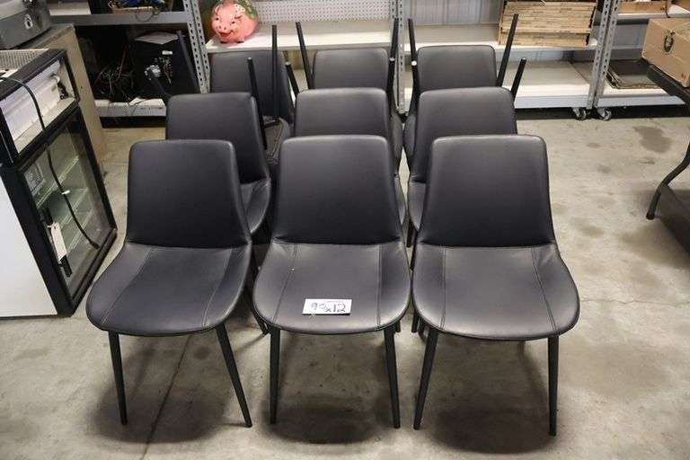 Times 12 - Black metal framed padded black vinyl dining/lounge chairs - supports up to 350# - easy to clean chairs