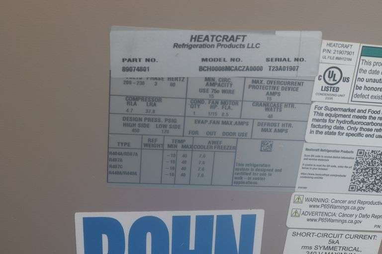 2023 Amerikooler 8' x 8' x 104" tall aluminum and foam walkin freezer with diamond plate floor with ramp - Bohn 2 fan evap - 3 phase compressor - fabulous unit - amazing unit - located in basement