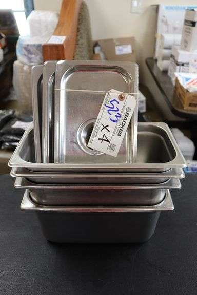 Times 4 - 1/3 x 6 stainless insets with lids
