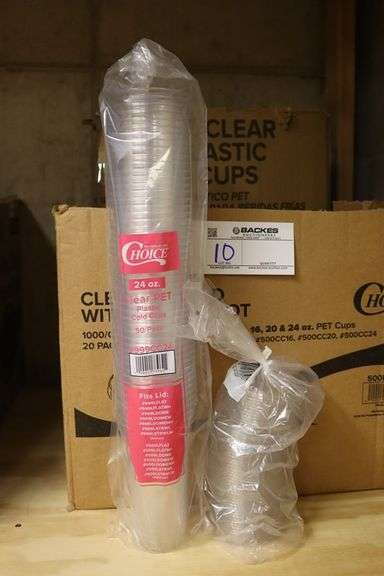 24 oz clear PET plastic cold cups with some lids