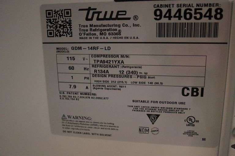 True GDM-14-RF-LD glass 2 door cooler
