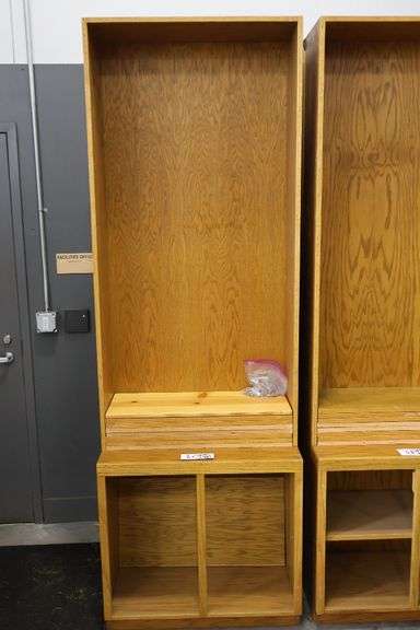 Times 2 - 32" x 96" x 17" deep wood book cases - no shelf pins