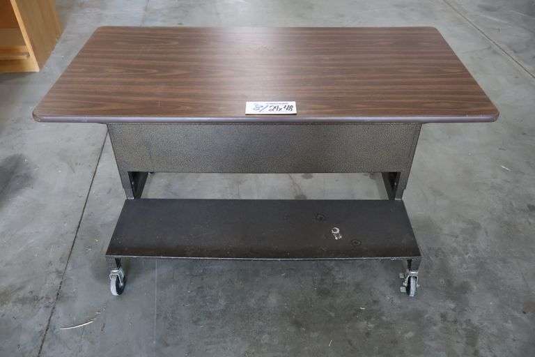 24" x 48" metal framed portable wood laminate top table