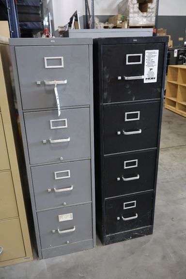 Times 2 - Hon 4 drawer metal letter file cabinets - no keys