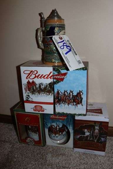 All to go - 6 assorted Budweiser steins