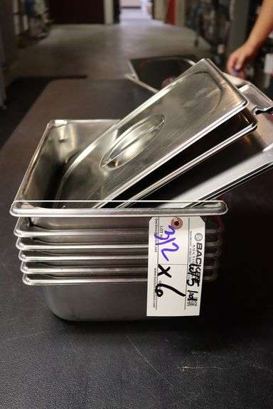 Times 6 - 1/2 x 4 stainless insets with 5 lids
