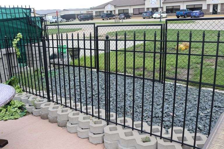 All to go - approximately 120' light aluminum black fencing only