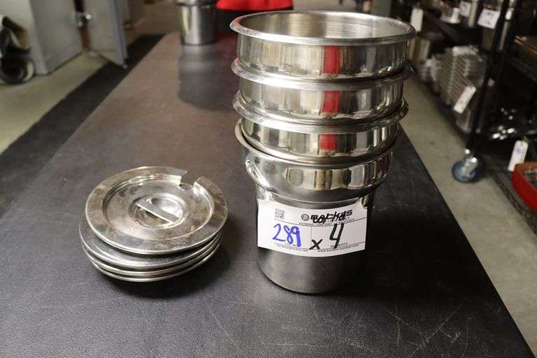 Times 4 - 7" stainless round insets with lids