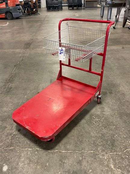 Winholt 24" x 36" heavy duty red metal 4 wheel warehouse cart