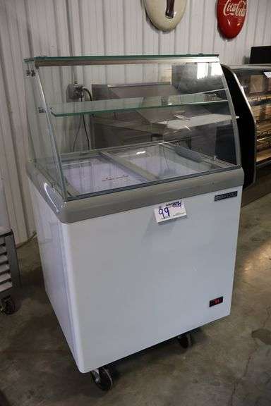 Maxx Cold MXDC-4 portable 4 tub dip cabinet with glass over shelf - AS IS - only cooling down to 55 degrees