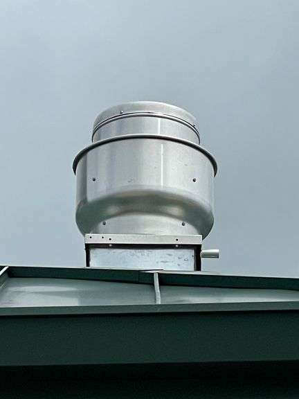 Accurex 54" x 72" stainless baking hood with exhaust fan - has manufacture tag - buyer to remove exhaust fan from roof - seller with cap the hole