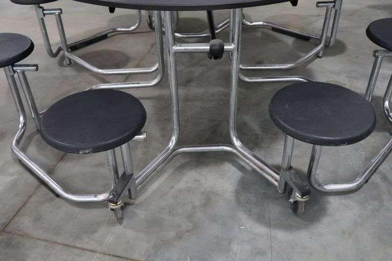 Times 4 - Uniframe 60" round 8 student fold up portable lunch tables