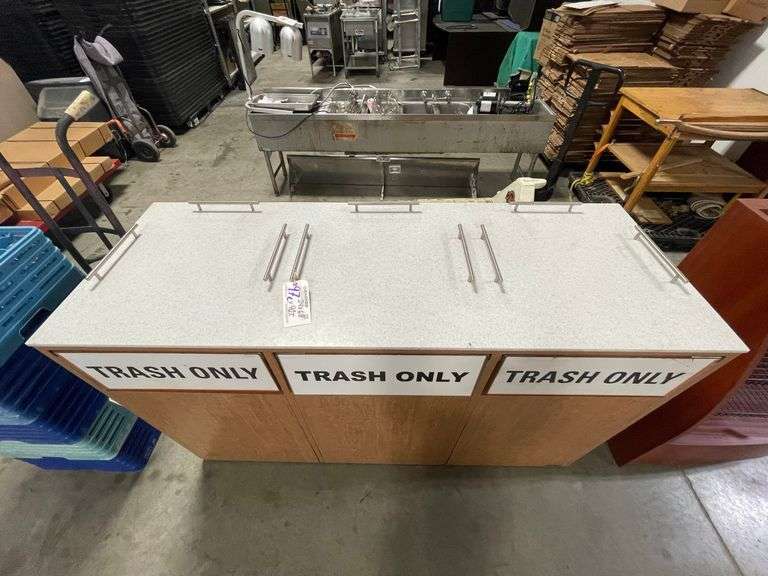 24" x 68" x 40" tall triple trash recepticle