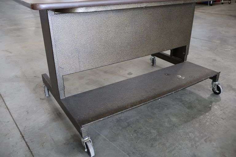 24" x 48" metal framed portable wood laminate top table