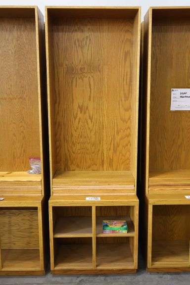 Times 2 - 32" x 96" x 17" deep wood book cases - no shelf pins