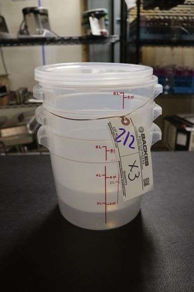 Times 3 - 6 qt food storage containers with lids
